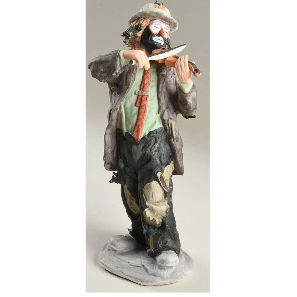 Flambro Emmett Kelly Jr Weary Willie No Strings Attached Ceramic Figurine Violin